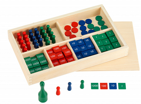 Markenspiel mit über 200 Teilen, Hinführung zum schriftlichen Rechnen mit Montessori-Material von Montessori-Shop
