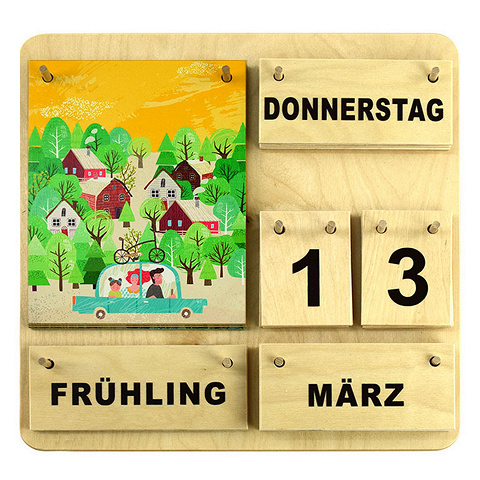 Montessori Kalender aus Holz für Kindergarten & Co., Dauerkalender mit liebenswerten Familienmotiven von Montessori-Shop