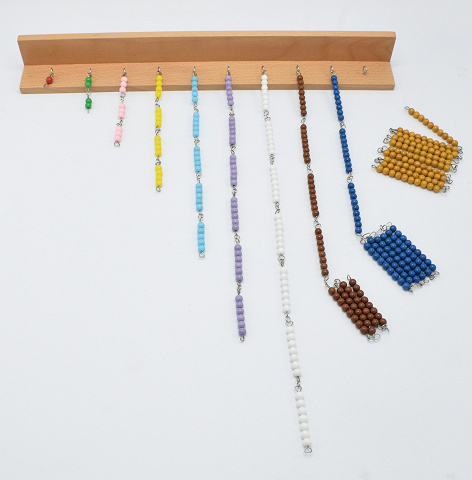 Perlenketten und Quadrate, farbig mit Aufhängung, die Quadratzahlen mit Montessori verstehen lernen von Montessori-Shop