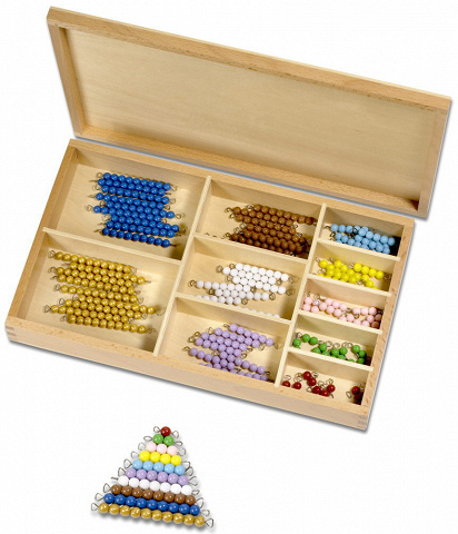 Perlenmaterial  mit den farbigen Montessori-Perlenstäbchen für die Zahlen 1 - 10 von Montessori-Shop
