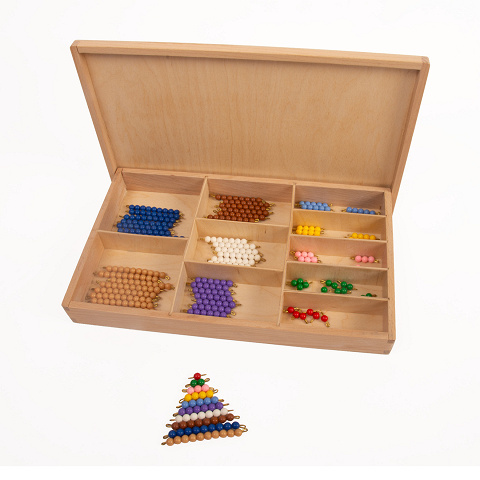 Perlenmaterial  mit den farbigen Montessori-Perlenstäbchen für die Zahlen 1 - 10 von Montessori-Shop