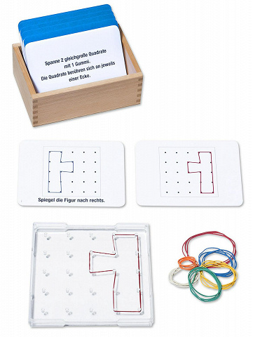 Sparset Geobrett 5 x 5 inkl. großer Lernkartei mit 100 Karten und Montessori-Selbstkontrolle von Montessori-Shop