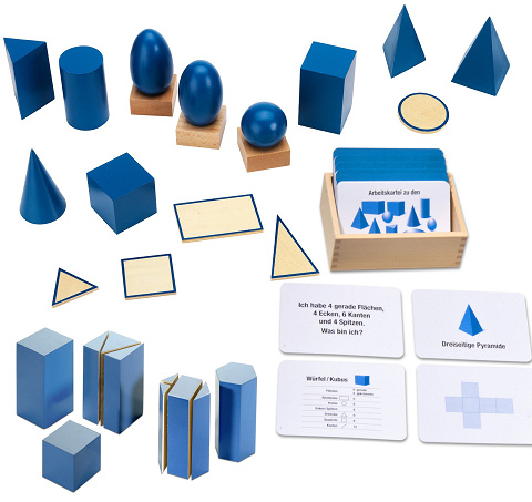Sparset Montessori Geometrische Körper endlich umfassend verstehen mit großer Arbeitskartei von Montessori-Shop
