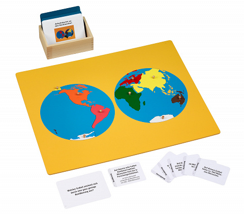 Sparset Montessori Kontinente-Puzzle mit über 100 Arbeitskarten zu allen Erdteilen, die Welt entdecken von Montessori-Shop