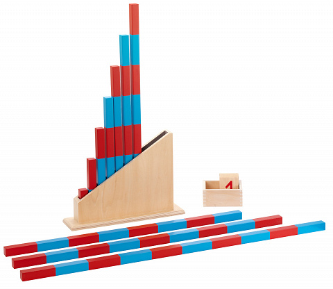 Sparset Montessori blau-rote Numerische Stangen mit Aufbewahrung – die Zahlen 1- 10 lernen von Montessori-Shop