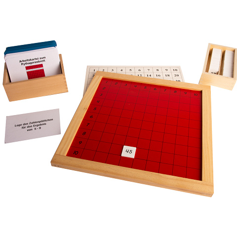 Sparset Pythagorasbrett mit Aufgabenkarten, Montessori-Material zum Lernen der Malreihen im Zahlenraum bis 100 von Montessori-Shop