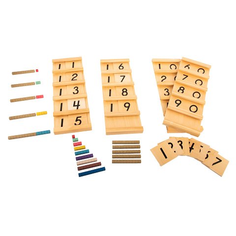 Sparset Seguintafeln I und II mit farbigen Montessori-Rechenstäbchen um die Zahlen bis 99 zu verstehen von Montessori-Shop