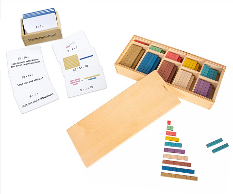 Sparset Zahlenraum bis 100 incl. Montessori Rechenstäbchen und großer Arbeitskartei, mit praktischer Selbstkontrolle von Montessori-Shop