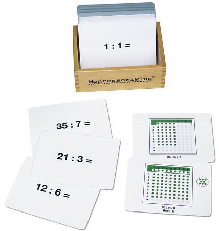 Arbeitskartei zum Montessori-Material Divisionsbrett mit 100 Karten inkl. Selbstkontrolle von MontessoriPlus