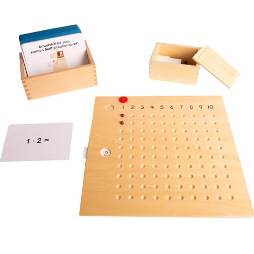 Multiplikationsbrett Montessori-Material mit Arbeitskartei, 100 Karten inkl. Selbstkontrolle von MontessoriPlus