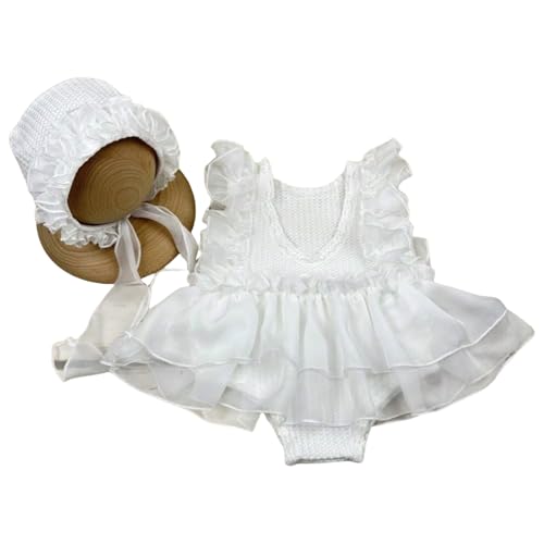 Montesy Neugeborenen-Foto-Kleid mit passendem Hut, Foto-Requisiten für 0–1 Monat, Baby-Kostüm für besondere Anlässe Montesy Neugeborenen-Foto-Kleid mit passendem Hut, Foto-Requisiten für 0–1 Monat, Baby-Kostüm für besondere Anlässe von Montesy