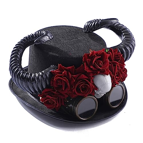 Montesy Steampunk Herren Zylinder Hut mit Brille, Gothic Steampunk Zylinder für Männer, Rutschfester Hut für Karneval, Nachtclub, Halloween, Schwarz, 56–58 cm, Unisex-Erwachsene, Männer Montesy Steampunk Herren Zylinder Hut mit Brille, Gothic Steampunk Zylinder für Männer, Rutschfester Hut für Karneval, Nachtclub, Halloween, Schwarz, 56–58 cm, Unisex-Erwachsene, Männer von Montesy