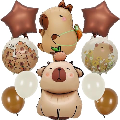 10 Stück Capybara Party Ballons, Capybara Folienballons, Anime Thema Kinderparty Balloon, Braun Cartoon Ballon Set Luftballons für Capybara Kinder Geburtstag Party Deko 10 Stück Capybara Party Ballons, Capybara Folienballons, Anime Thema Kinderparty Balloon, Braun Cartoon Ballon Set Luftballons für Capybara Kinder Geburtstag Party Deko von Montrestar