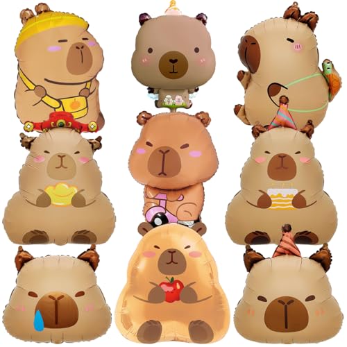 9 Stück Capybara Folienballons, Capybara Party Ballons Set, Cartoon Aluminium Folie Ballon, Capybara Anime Thema Luftballons für Kinder Geburtstagsfeier Deko 9 Stück Capybara Folienballons, Capybara Party Ballons Set, Cartoon Aluminium Folie Ballon, Capybara Anime Thema Luftballons für Kinder Geburtstagsfeier Deko von Montrestar