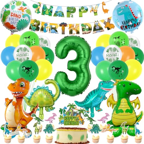 Dino Geburtstag Deko 3 Jahre Jungen, Dinosaurier Geburtstagsdeko, XXL Dino Folienballons mit Luftballon 3, Dino Kuchen Deko, Happy Birthday Girlande für Dino Party Dschungel Deko Kindergeburtstag Dino Geburtstag Deko 3 Jahre Jungen, Dinosaurier Geburtstagsdeko, XXL Dino Folienballons mit Luftballon 3, Dino Kuchen Deko, Happy Birthday Girlande für Dino Party Dschungel Deko Kindergeburtstag von Montrestar