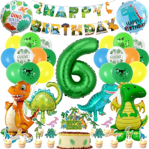 Dino Geburtstag Deko 6 Jahre Jungen, Dinosaurier Geburtstagsdeko, XXL Dino Folienballons mit Luftballon 6, Dino Kuchen Deko, Happy Birthday Girlande für Dino Party Dschungel Deko Kindergeburtstag Dino Geburtstag Deko 6 Jahre Jungen, Dinosaurier Geburtstagsdeko, XXL Dino Folienballons mit Luftballon 6, Dino Kuchen Deko, Happy Birthday Girlande für Dino Party Dschungel Deko Kindergeburtstag von Montrestar