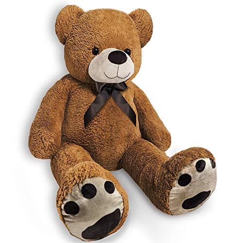 Monzana® Teddybär L 100cm Teddy groß weiches Fell Schleife Kuscheltier Geschenk Kinder Spielzeug Stofftier Bär Tedi Kuschelbär Baby braun von Monzana