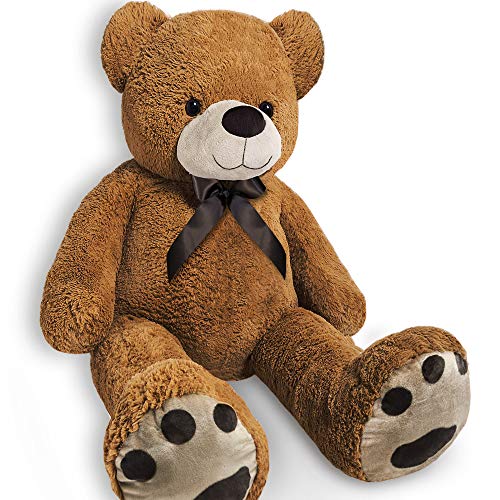 Monzana® Teddybär XL 150cm Teddy groß weiches Fell Schleife Kuscheltier Geschenk Kinder Spielzeug Stofftier Bär Tedi Kuschelbär Baby braun von Monzana