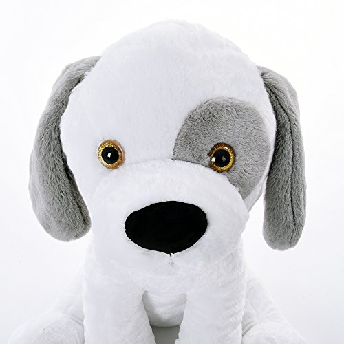 Monzana Plüschtier Kuscheltier Stofftier Hund XL 58 cm Groß Weiches Fell Kuschelig Halsband Weiß Plüschhund Stoffhund Spielzeug von Deuba