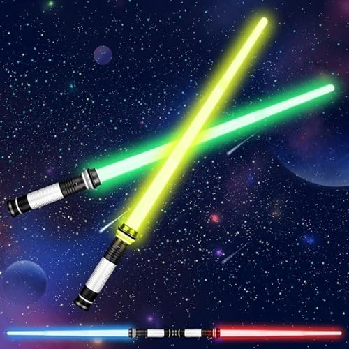 Moocuca 2 Stück Lichtschwert Kinder, RGB 7 Farben Led Lightsaber mit Licht und Sound, Lightsaber für Kinder, Cosplay Spielzeug Einziehbares Laserschwert Kinder, Laser Schwert Sta Wars, Partyzubehör Moocuca 2 Stück Lichtschwert Kinder, RGB 7 Farben Led Lightsaber mit Licht und Sound, Lightsaber für Kinder, Cosplay Spielzeug Einziehbares Laserschwert Kinder, Laser Schwert Sta Wars, Partyzubehör von Moocuca