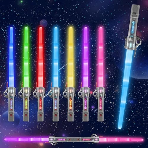 Moocuca Lichtschwert Kinder, RGB 7 Farben Led Lightsaber mit Licht und Sound,Laserschwert Sta-Wars, Cosplay Spielzeug Einziehbares Laserschwert Kinder, Glühendes Light Saber AB Moocuca Lichtschwert Kinder, RGB 7 Farben Led Lightsaber mit Licht und Sound,Laserschwert Sta-Wars, Cosplay Spielzeug Einziehbares Laserschwert Kinder, Glühendes Light Saber AB von Moocuca