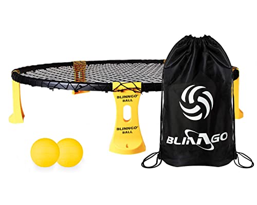 Mookis Blinngoball Roundnet-Spiele für Familien spiderball Set Ball Trampolin bestehend aus Spielnetz, 2 Bällen, Kordelzug, Ballpumpe mit 1 Nadel und Handbuch von Mookis