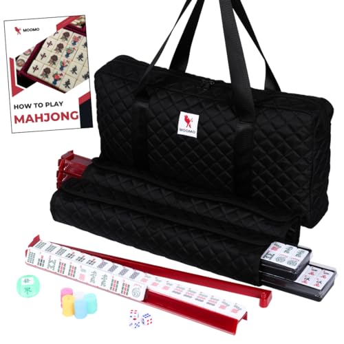 American Mahjong Game Tile Set – Mahjong Tiles Set mit 166 weißen Fliesen, 3 Würfeln, 4 Racks, 100 Chips, 1 Windanzeige & Mahjong Anleitung, komplettes Mahjong-Spiel mit Zubehör & Tragetasche American Mahjong Game Tile Set – Mahjong Tiles Set mit 166 weißen Fliesen, 3 Würfeln, 4 Racks, 100 Chips, 1 Windanzeige & Mahjong Anleitung, komplettes Mahjong-Spiel mit Zubehör & Tragetasche von Moomo