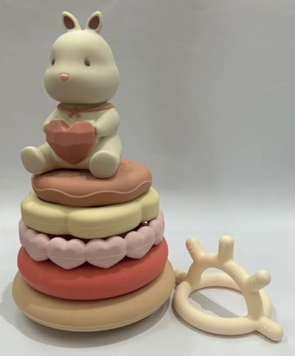 Moonkie Hase Stapelturm Baby, Silikon Spielzeug mit Ringen, Stapelspiel für Kleinkind Jungen Mädchen, Beißring Baby, Sensorik Montessori Spielzeug, 7 Teiliges Set, Babygeschenk Moonkie Hase Stapelturm Baby, Silikon Spielzeug mit Ringen, Stapelspiel für Kleinkind Jungen Mädchen, Beißring Baby, Sensorik Montessori Spielzeug, 7 Teiliges Set, Babygeschenk von Moonkie