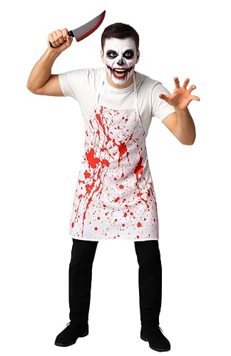 4-teiliges Metzger-Kostüm für Herren mit blutiger Schürze, gefälschte Messer-Requisite, gefälschte Axt-Stirnband, Wunde temporäre Tattoos – blutiger Metzger, Halloween-Kostüme, Herren, Serienmörder 4-teiliges Metzger-Kostüm für Herren mit blutiger Schürze, gefälschte Messer-Requisite, gefälschte Axt-Stirnband, Wunde temporäre Tattoos – blutiger Metzger, Halloween-Kostüme, Herren, Serienmörder von Moonlight Fright