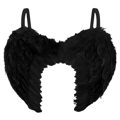 Engelsflügel Schwarz für Engel Kostüm Damen – Black Angel Federflügel für Teufel Faschingskostüme Erwachsene – Halloween Party, Cosplay Kostüm Gothic Accessoires Engelsflügel Schwarz für Engel Kostüm Damen – Black Angel Federflügel für Teufel Faschingskostüme Erwachsene – Halloween Party, Cosplay Kostüm Gothic Accessoires von Moonlight Fright