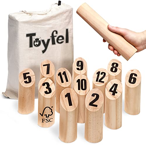 Toyfel Tölky Indoor & Outdoor Wurfspiel aus Finnland – Schweden Schach aus FSC® Holz – Lustiges Holzwurfspiel Garten Outdoor Spielzeug für Kinder & Erwachsene von Toyfel