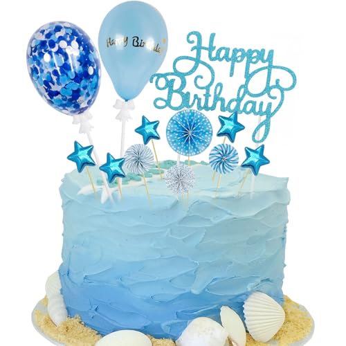 Moorle 12pcs Cupcake Toppers Happy Birthday Tortendeko, Damen Torten Geburtstagsdeko, Blua Gold Kuchendeko, Topper Tortendekoration mit Golden Sterne Papierfächer Konfetti für Geburtstagsfeier Moorle 12pcs Cupcake Toppers Happy Birthday Tortendeko, Damen Torten Geburtstagsdeko, Blua Gold Kuchendeko, Topper Tortendekoration mit Golden Sterne Papierfächer Konfetti für Geburtstagsfeier von Moorle