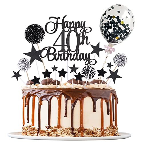 Tortendeko 40 Schwarz, Tortendeko 40 Geburtstag Männer, Tortendeko Schwarzes 40th, 40. Kuchendeko Geburtstag, Happy 40th Birthday Deko, Papierfächer Cupcake für 40 Geburtstag Mann Frauen Tortendeko 40 Schwarz, Tortendeko 40 Geburtstag Männer, Tortendeko Schwarzes 40th, 40. Kuchendeko Geburtstag, Happy 40th Birthday Deko, Papierfächer Cupcake für 40 Geburtstag Mann Frauen von Moorle
