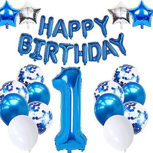 1. Geburtstagsdeko Junge, Luftballon 1 Geburtstag Blau, 1. Geburtstag Dekoration Blau, 1 Jahr Geburtstagsdeko Blau, Luftballon 1 Geburtstag für Mädchen Jungen 1 Jahr Party Deko von Moorle