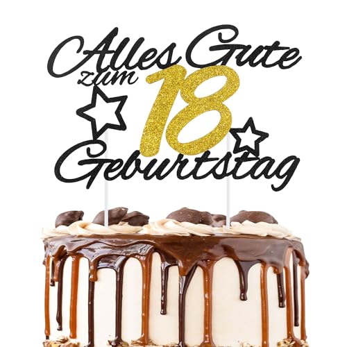 Moorle Torten Deko 18 Geburtstag, Alles Gute zum 18. Geburtstag Kuchen Topper, Schwarz Gold Happy 18th Birthday Cake Topper, 18. Torten Deko für Jungen Mädchen (18th Schwarz Gold) Moorle Torten Deko 18 Geburtstag, Alles Gute zum 18. Geburtstag Kuchen Topper, Schwarz Gold Happy 18th Birthday Cake Topper, 18. Torten Deko für Jungen Mädchen (18th Schwarz Gold) von Moorle