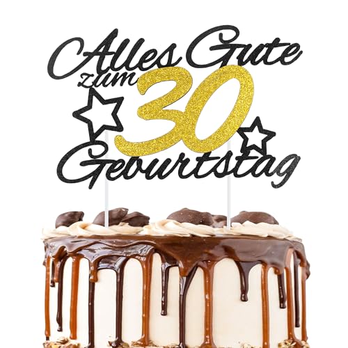 Moorle Torten Deko 30 Geburtstag, Alles Gute zum 30. Geburtstag Kuchen Topper, Schwarz Gold Happy 30th Birthday Cake Topper, 30. Torten Deko für Jungen Mädchen (30th Schwarz Gold) Moorle Torten Deko 30 Geburtstag, Alles Gute zum 30. Geburtstag Kuchen Topper, Schwarz Gold Happy 30th Birthday Cake Topper, 30. Torten Deko für Jungen Mädchen (30th Schwarz Gold) von Moorle