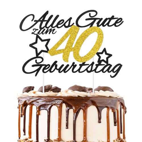 Moorle Torten Deko 40 Geburtstag, Alles Gute zum Geburtstag Kuchen Topper 40 Jahre, Happy 30th Birthday Cake Topper, Tortendeko 40 für Frauen Männer von Moorle