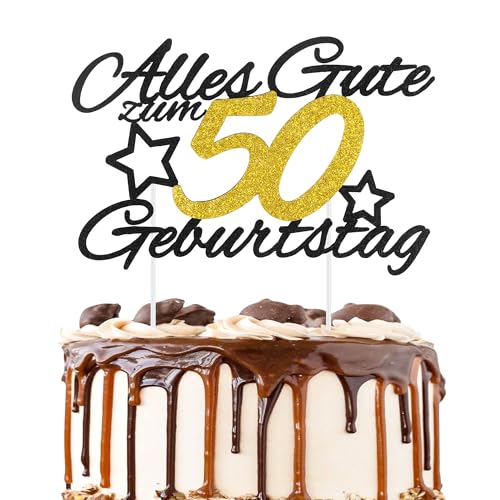 Moorle Torten Deko 50 Geburtstag, Alles Gute zum 50. Geburtstag Kuchen Topper, Schwarz Gold Happy 50th Birthday Cake Topper, 50. Torten Deko für Jungen Mädchen (50th Schwarz Gold) Moorle Torten Deko 50 Geburtstag, Alles Gute zum 50. Geburtstag Kuchen Topper, Schwarz Gold Happy 50th Birthday Cake Topper, 50. Torten Deko für Jungen Mädchen (50th Schwarz Gold) von Moorle