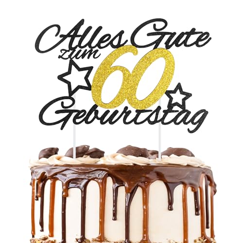 Moorle Torten Deko 60 Geburtstag, Alles Gute zum Geburtstag Kuchen Topper 60 Jahre, Happy 60th Birthday Cake Topper, Tortendeko 60 für Männer Frauen von Moorle
