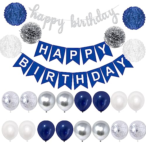 Happy Birthday Blau Weiß Geburtstag Deko Luftballons Blau Silber Geburtstagsdeko Seidenpapier Pompons für Geburtstag Dekoration Junge Mädchen Happy Birthday Blau Weiß Geburtstag Deko Luftballons Blau Silber Geburtstagsdeko Seidenpapier Pompons für Geburtstag Dekoration Junge Mädchen von Moorle