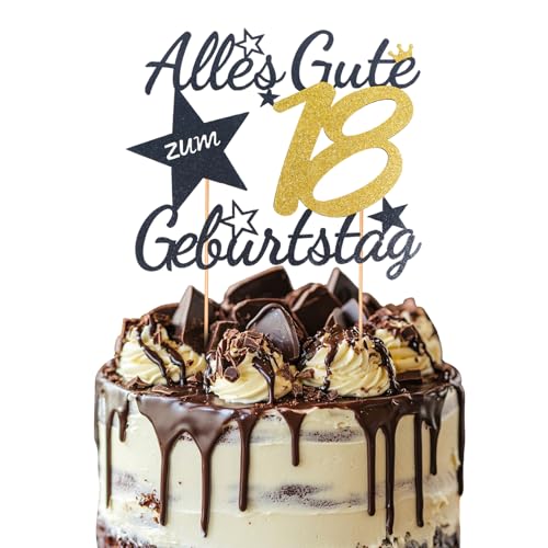 Moorle Torten Deko 18 Geburtstag, Alles Gute zum Geburtstag Kuchen Topper 18 Jahre, Happy 18th Birthday Cake Topper, Tortendeko 18 für Jungen von Moorle