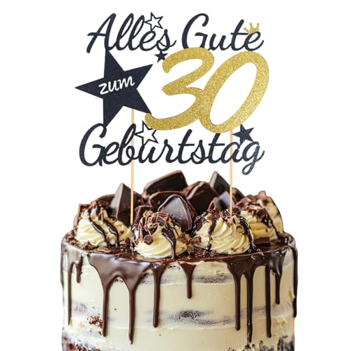 Moorle Torten Deko 30 Geburtstag, Alles Gute zum Geburtstag Kuchen Topper 30 Jahre, Happy 30th Birthday Cake Topper, Tortendeko 30 für Frauen Männer von Moorle
