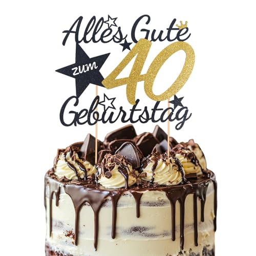 Moorle Torten Deko 40 Geburtstag, Alles Gute zum Geburtstag Kuchen Topper 40 Jahre, Happy 30th Birthday Cake Topper, Tortendeko 40 für Männer Frauen von Moorle