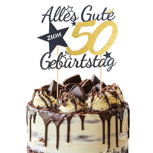 Moorle Torten Deko 50 Geburtstag, Alles Gute zum Geburtstag Kuchen Topper 50 Jahre, Happy 50th Birthday Cake Topper, Tortendeko 50 für Männer Frauen von Moorle
