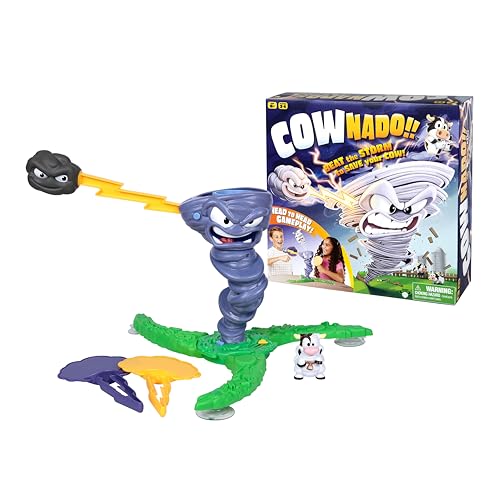 Cownado ist EIN lustiges und schnelles Moooving Tetherball-Tischspiel, bei dem Spieler die Sturmwolke zuschlagen und den Tornado-Dreh schicken müssen, um den Sturm für EIN Cow-Popping Finale zu von Moose