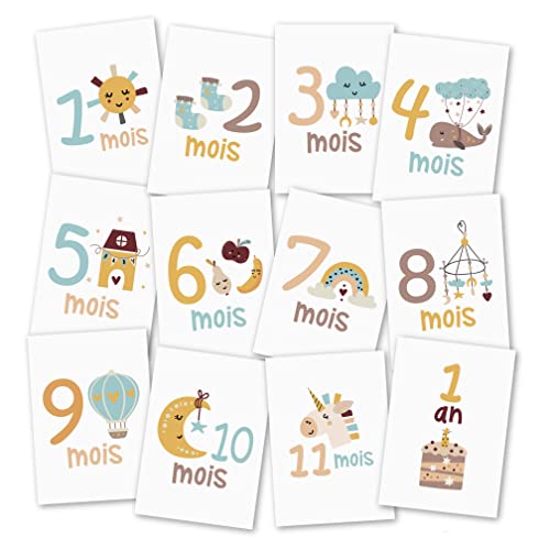 Set mit 12 Karten in französischer Sprache, 12 Monate 15 x 21 cm von Mopec