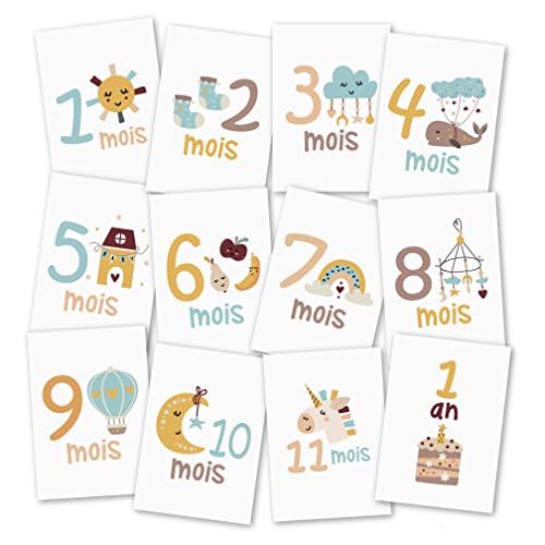 Set mit 12 Karten in französischer Sprache, 12 Monate 15 x 21 cm Set mit 12 Karten in französischer Sprache, 12 Monate 15 x 21 cm von Mopec