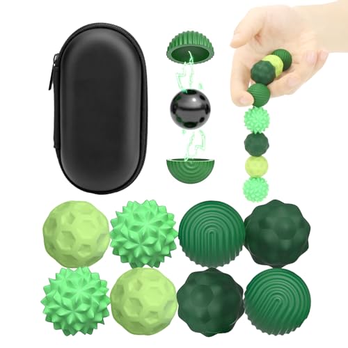 8 Stück Magnetische Fidget Toys, Anti Stress Spielzeug Magnetkugeln, Stress Bälle mit Silikonhülle, Stressball Sensorik Spielzeug Sensory Toy (Grün) von MorLuks