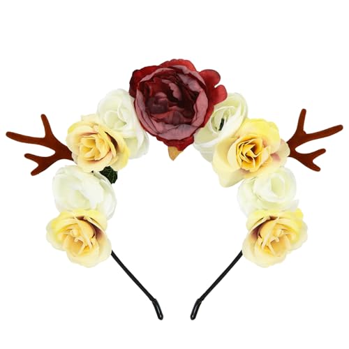 MorLuks Reh Haarreif, Reh Geweih Haarreif mit Blumen, Reh Kostüm Accessoires, Reh Kopfschmuck, Rentier Kostüm Zubehör für Kinder Erwachsene Karneval Fasching Halloween Cosplay MorLuks Reh Haarreif, Reh Geweih Haarreif mit Blumen, Reh Kostüm Accessoires, Reh Kopfschmuck, Rentier Kostüm Zubehör für Kinder Erwachsene Karneval Fasching Halloween Cosplay von MorLuks