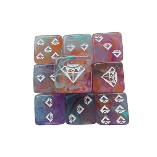 10-teiliges Acryl-Würfel-Set, sechsseitig, Schmuckmuster, Tischspiel, runde Ecken, Rollenspielbrett, Zubehör, Schmuckmuster, Würfel, Tischzubehör für Rollenspiele von Morain